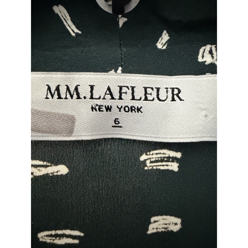 MM.LaFleur Faux Wrap Dress Size 6 Noel Sheath Swipe Green Ruched Italy #YZ2-8 - Picture 3 of 9